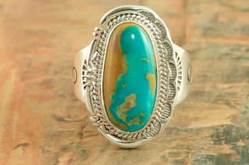 Genuine Manassa Turquoise Sterling Silver Ring